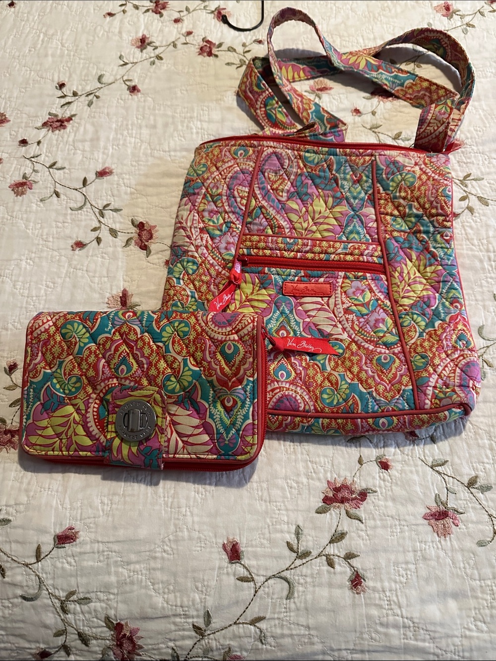 Vera Bradley Bright Paisley Quilted Crossbody Bag with Wallet - Multicolor